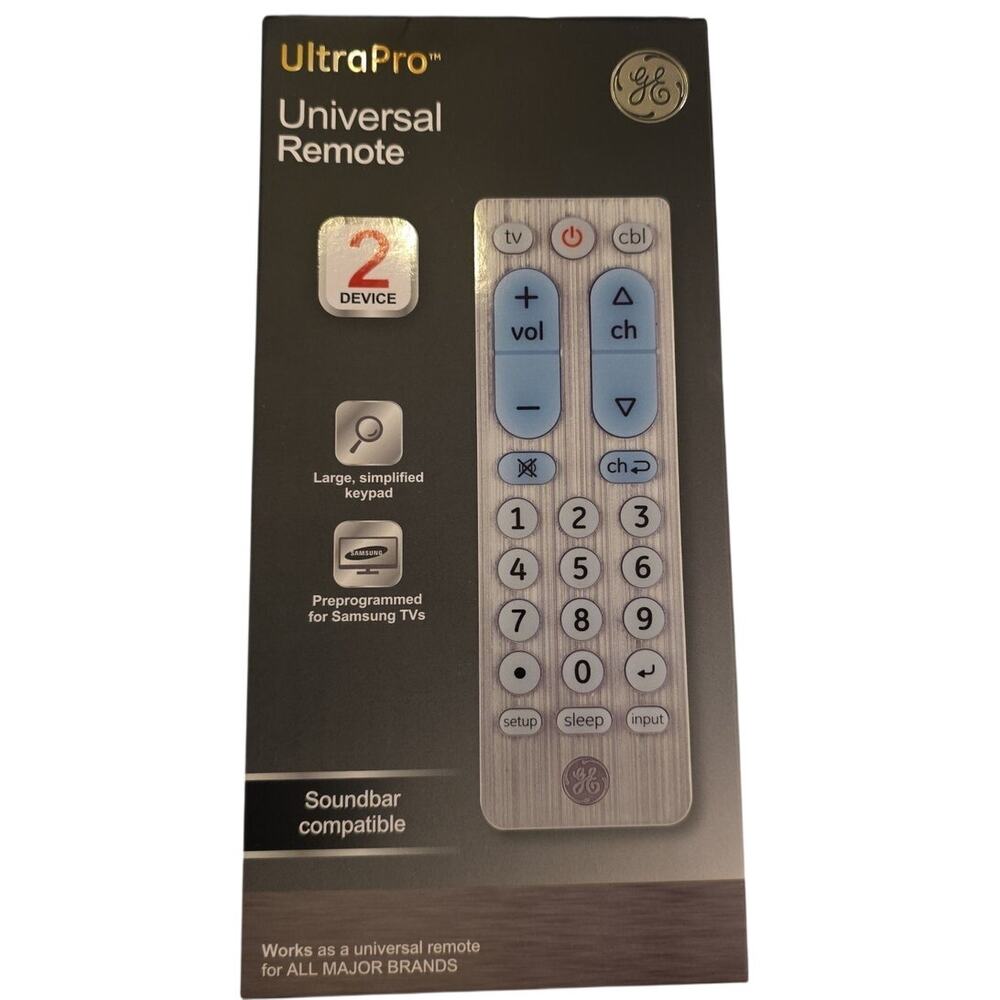 GE General Electric UltraPro Universal Remote Control 2 Device Simple NEW Large
